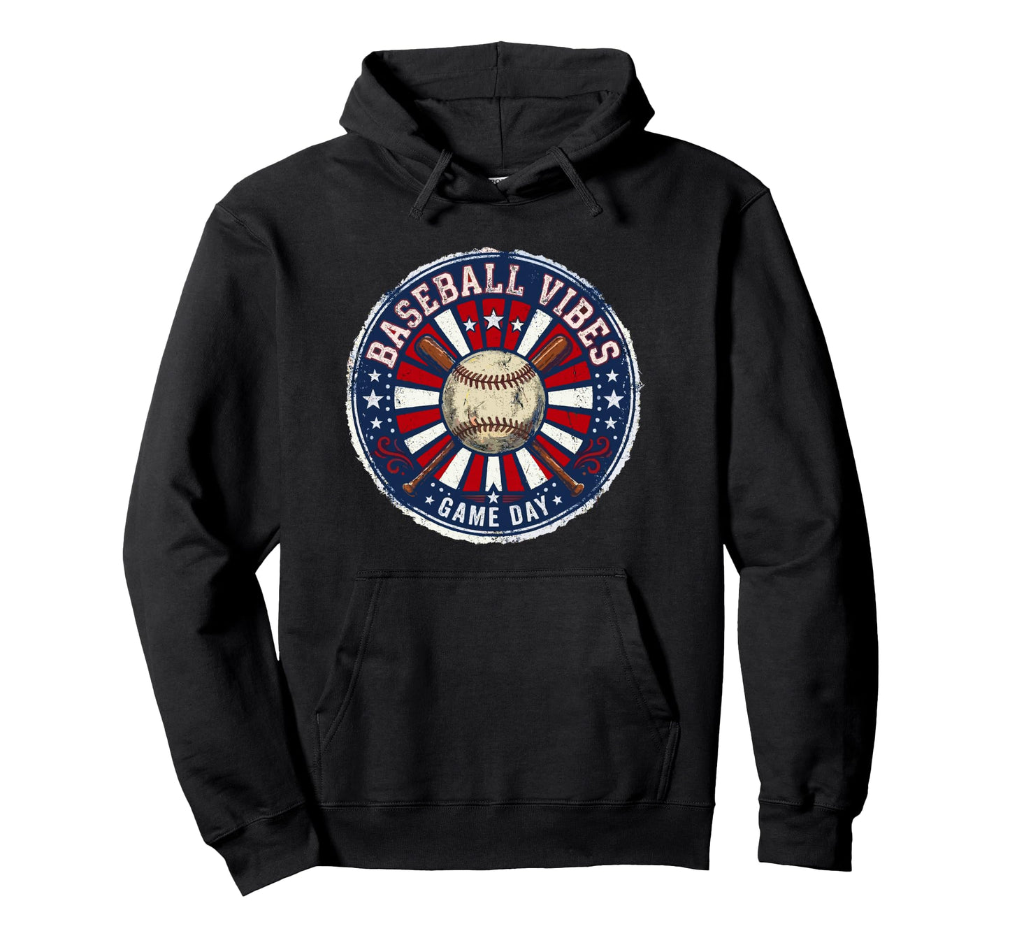 Baseball Vibes Game Day Flag Aesthetic Hoodie - Aesthetic Graphic Unisex - T-Shirt, Sweatshirt, Hoodie