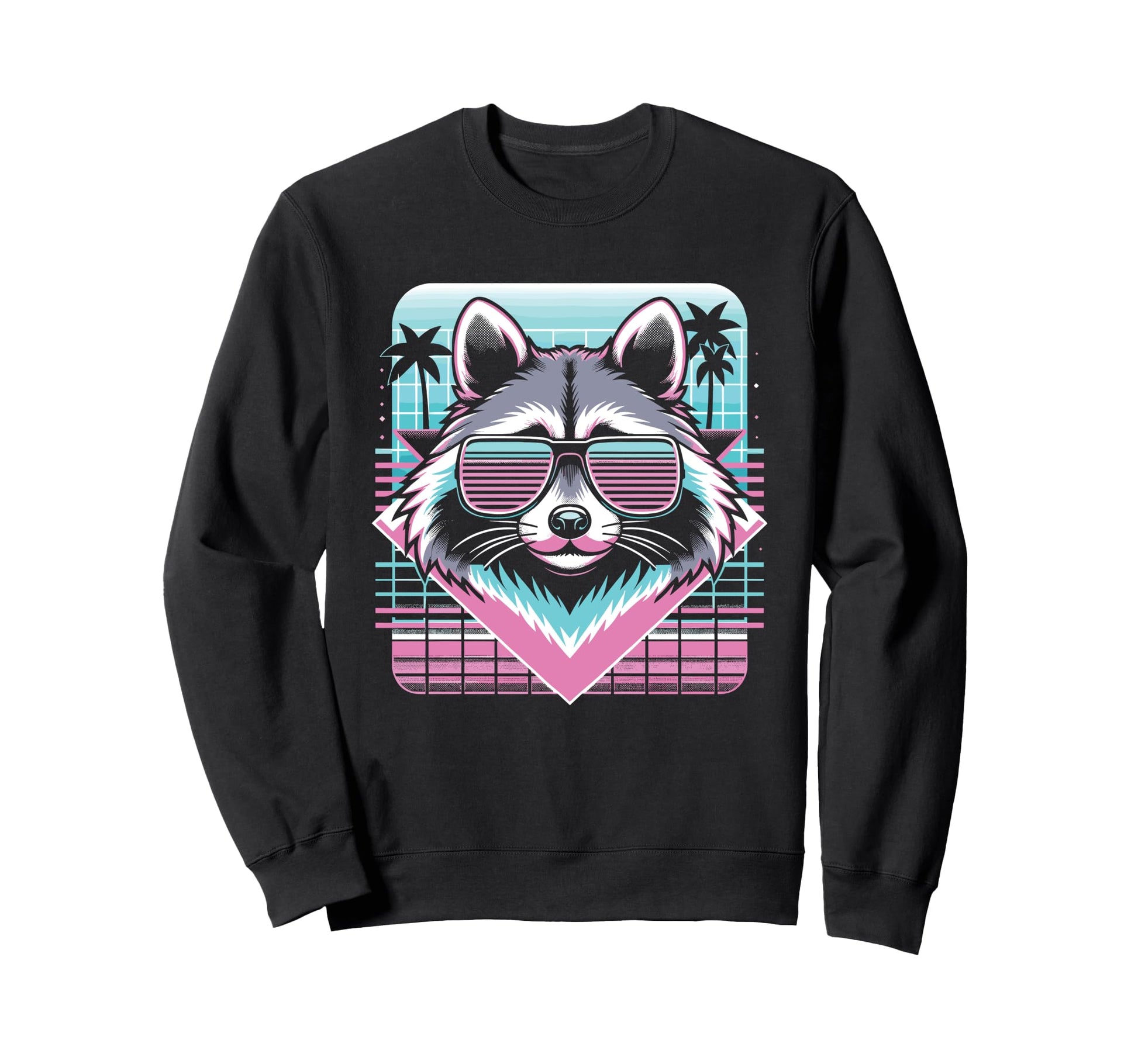 Raccoon Sunglasses 80S Aesthetic Sweatshirt - Custom Art Print for Adults - T-Shirt, Sweatshirt, Hoodie