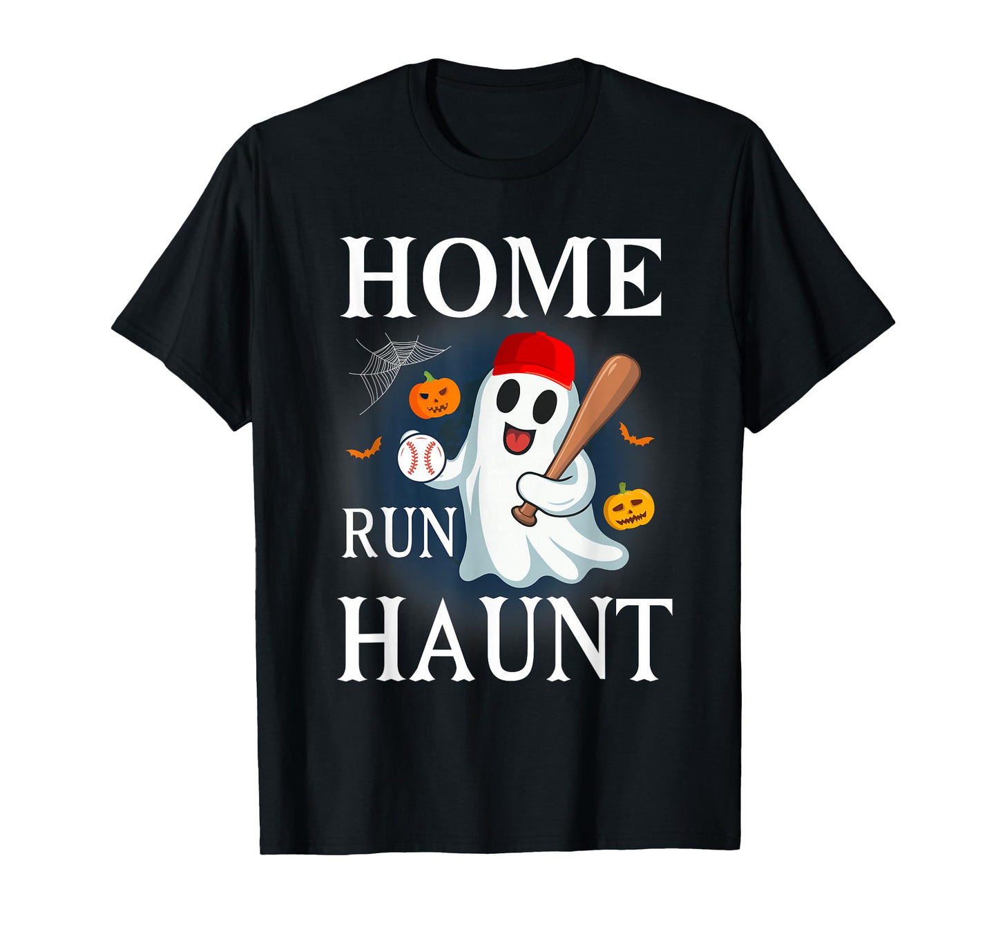 Home Run Haunt Baseball Halloween Ghost T-Shirt - Unique Graphic Men Women - T-Shirt, Sweatshirt, Hoodie