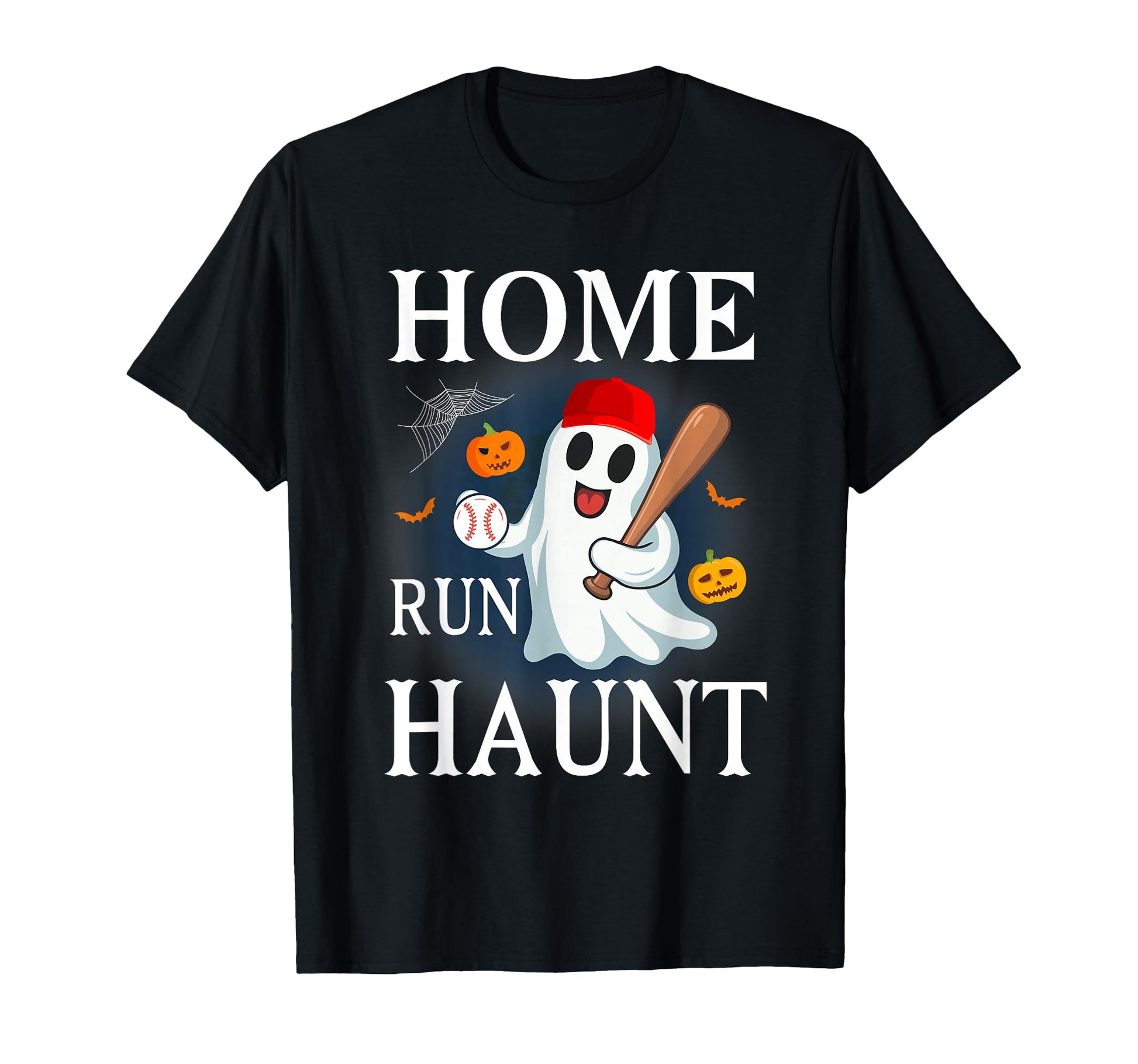 Home Run Haunt Baseball Halloween Ghost T-Shirt - Unique Graphic Men Women - T-Shirt, Sweatshirt, Hoodie