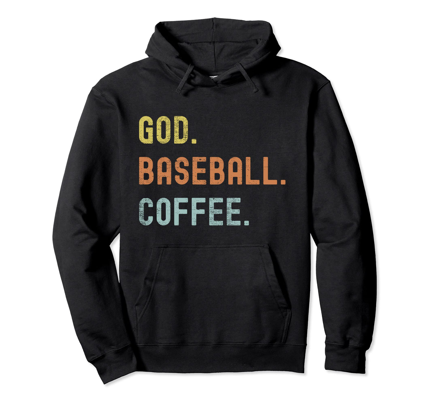 Vintages Baseball And Coffee Distressed Hoodie - Custom Art Print Men Women - T-Shirt, Sweatshirt, Hoodie