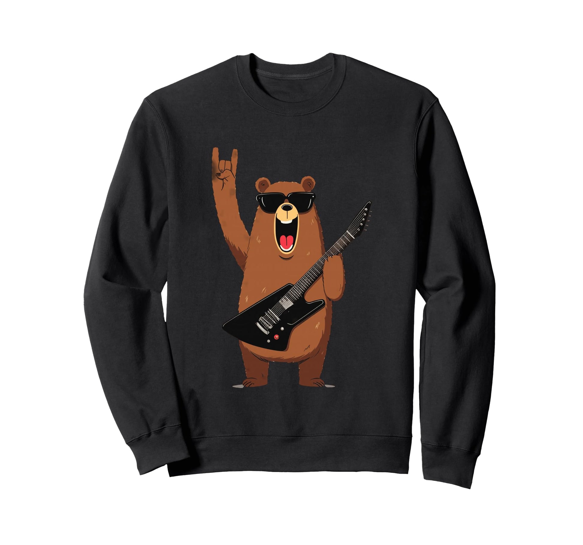 Funny Bear Guitar Player Rock And Roll Sweatshirt - Trendy Graphic Unisex - T-Shirt, Sweatshirt, Hoodie