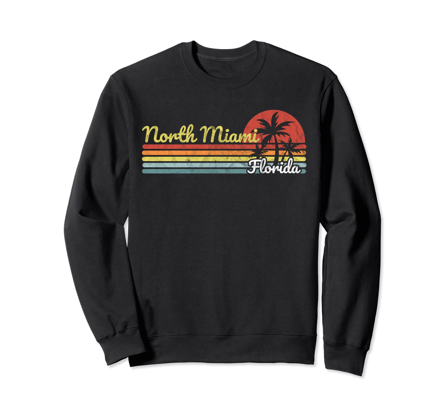 North Miami Fl Florida Stripes Lines Sweatshirt - Graphic Print for Adults - T-Shirt, Sweatshirt, Hoodie
