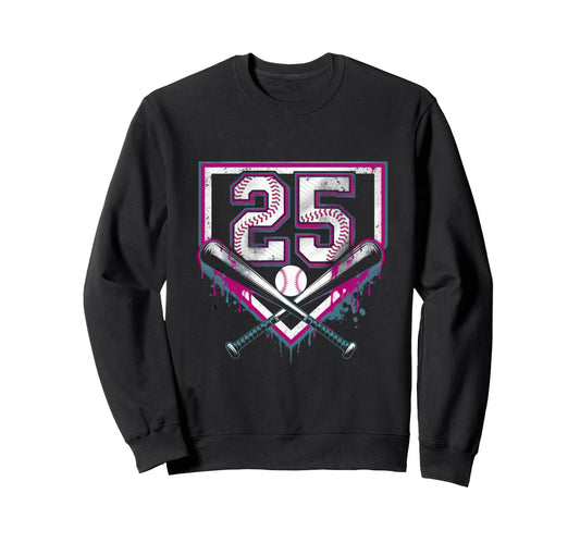 25Th Birthday Baseball Home Ice Sweatshirt - Custom Art Print for Adults - T-Shirt, Sweatshirt, Hoodie