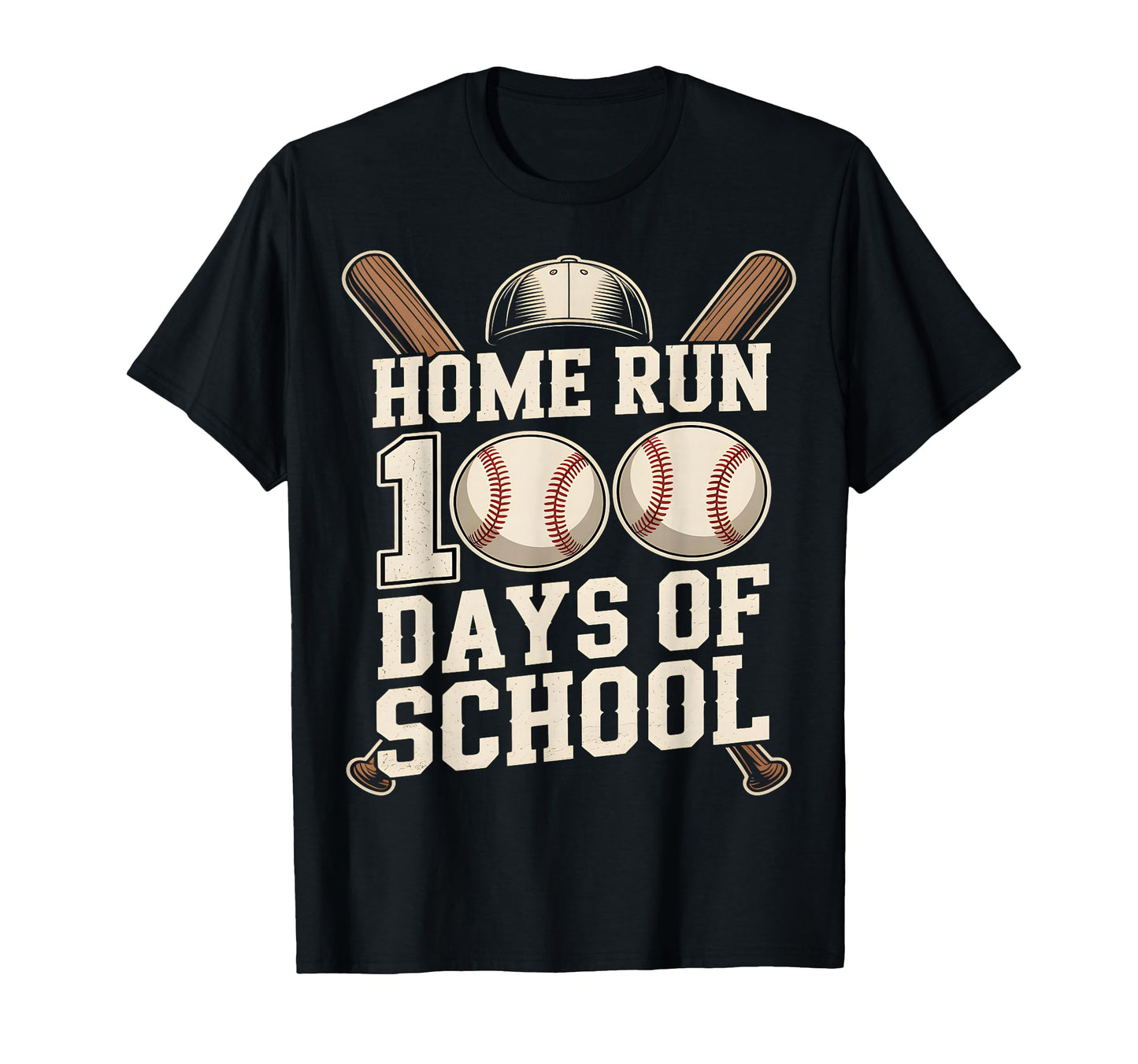 Home Run 100 Days School Baseball T-Shirt - Streetwear Style Unisex - T-Shirt, Sweatshirt, Hoodie
