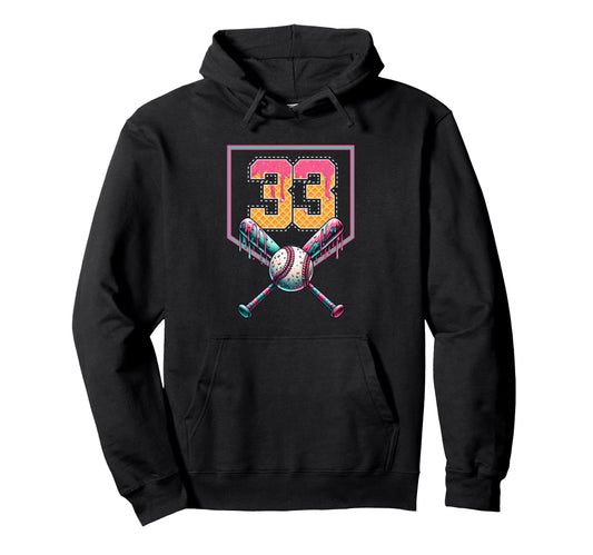 Baseball Drip Number 33 Player Or 33Rd Hoodie - Fun Novelty Design Unisex - T-Shirt, Sweatshirt, Hoodie