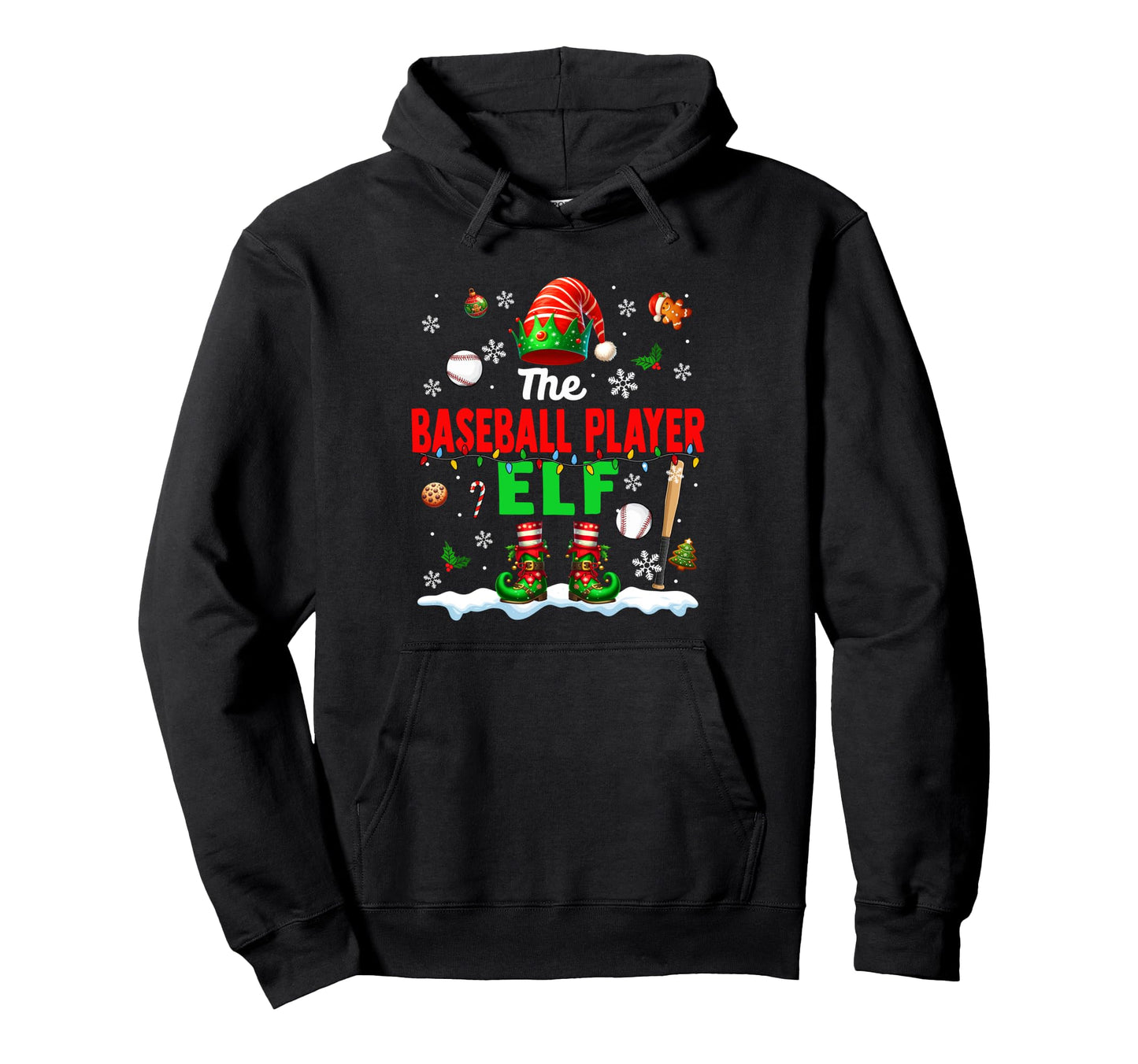 Baseball Player Elf Team Matching Hoodie - Custom Art Print for Adults - T-Shirt, Sweatshirt, Hoodie