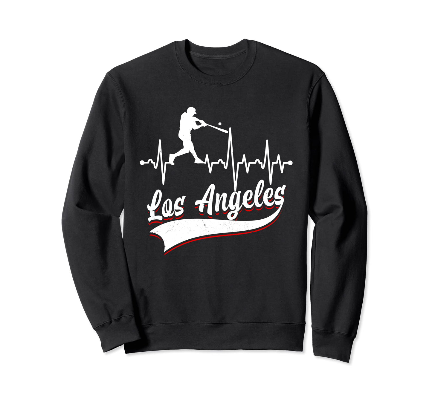 Los Angeles Funny Baseball Heartbeat Sweatshirt - Unique Graphic Unisex - T-Shirt, Sweatshirt, Hoodie
