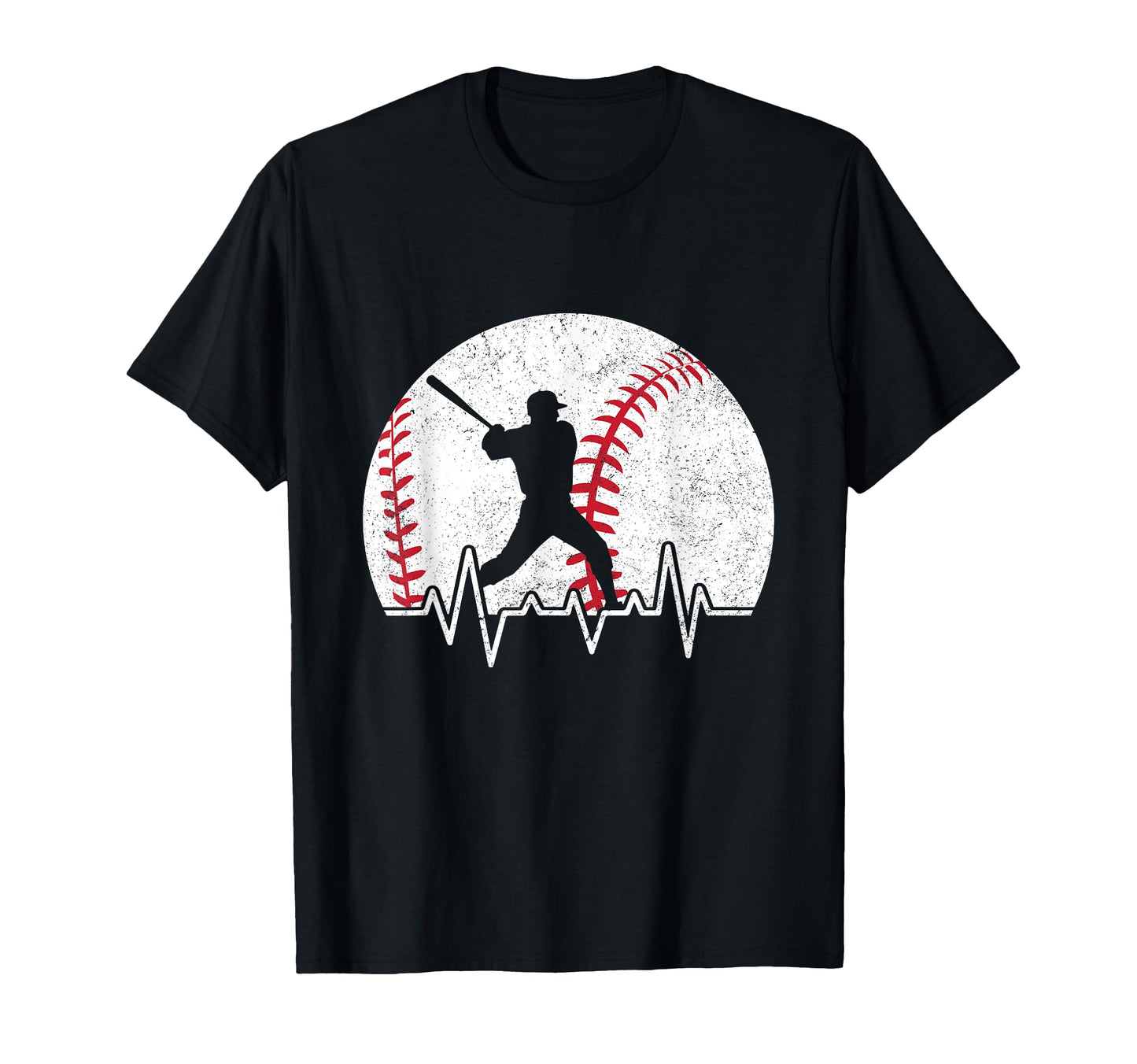 Baseball Player Silhouette Heartbeat T-Shirt - Unique Graphic Men Women - T-Shirt, Sweatshirt, Hoodie