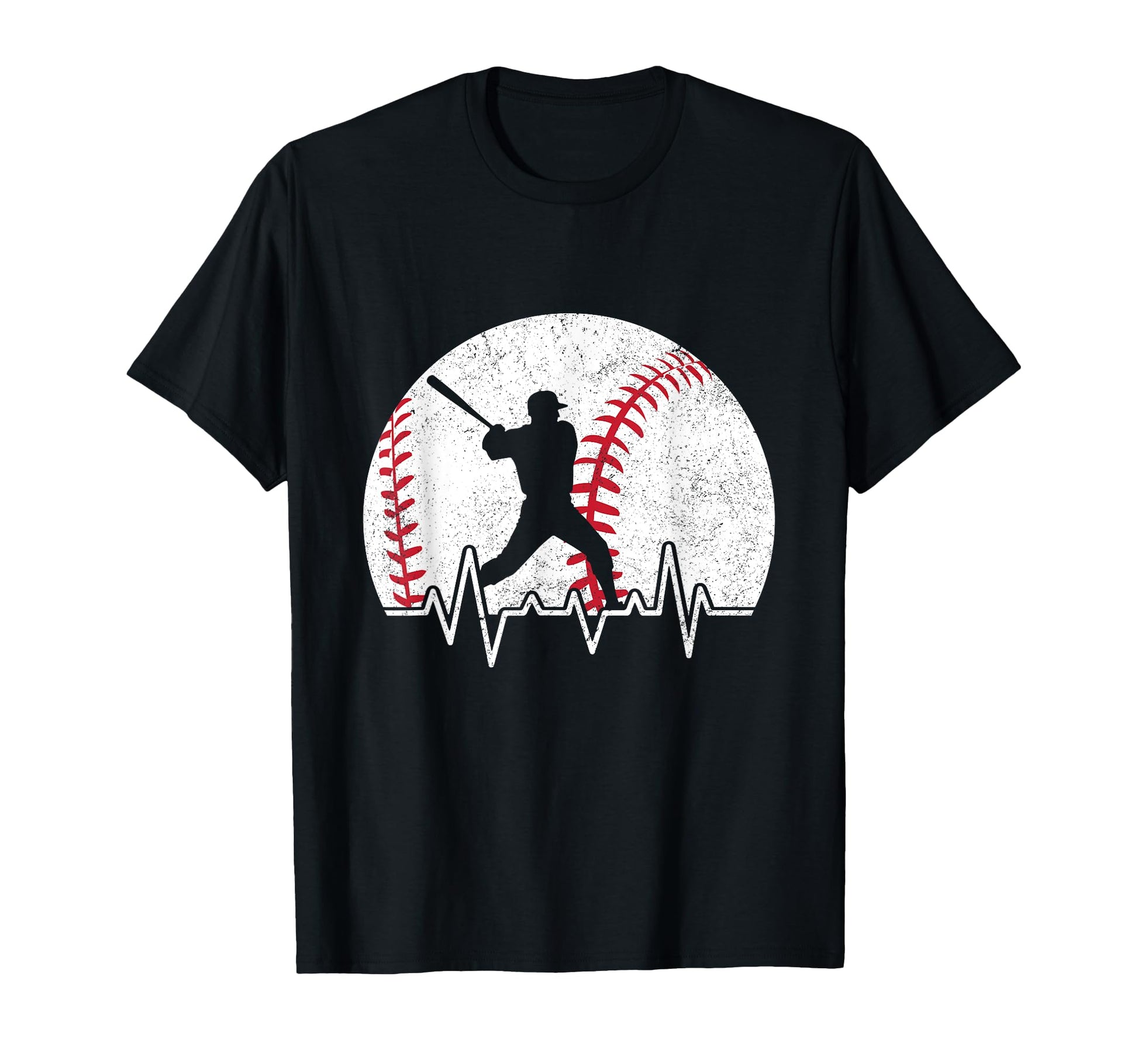 Baseball Player Silhouette Heartbeat T-Shirt - Unique Graphic Men Women - T-Shirt, Sweatshirt, Hoodie