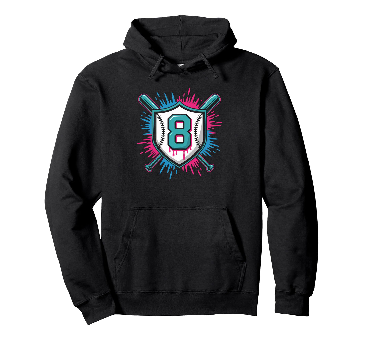 Baseball Drip Number 8 Birthday Eight Year Hoodie - Unique Graphic Unisex - T-Shirt, Sweatshirt, Hoodie
