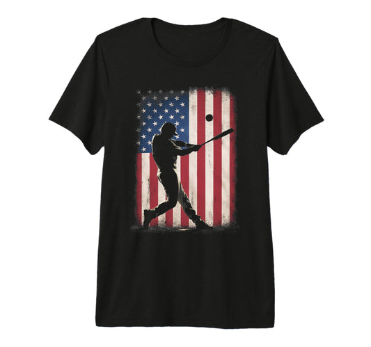 American Flag Baseball Player Gifts Tri T-Shirt - Graphic Print Unisex - T-Shirt, Sweatshirt, Hoodie
