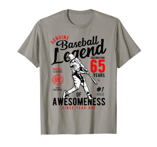 65Th Birthday Gift Baseball Legend 65 T-Shirt - Fun Novelty Design Unisex - T-Shirt, Sweatshirt, Hoodie