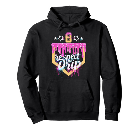 Baseball 8 Year Old Birthday Ice Cream Hoodie - Trendy Graphic for Adults - T-Shirt, Sweatshirt, Hoodie