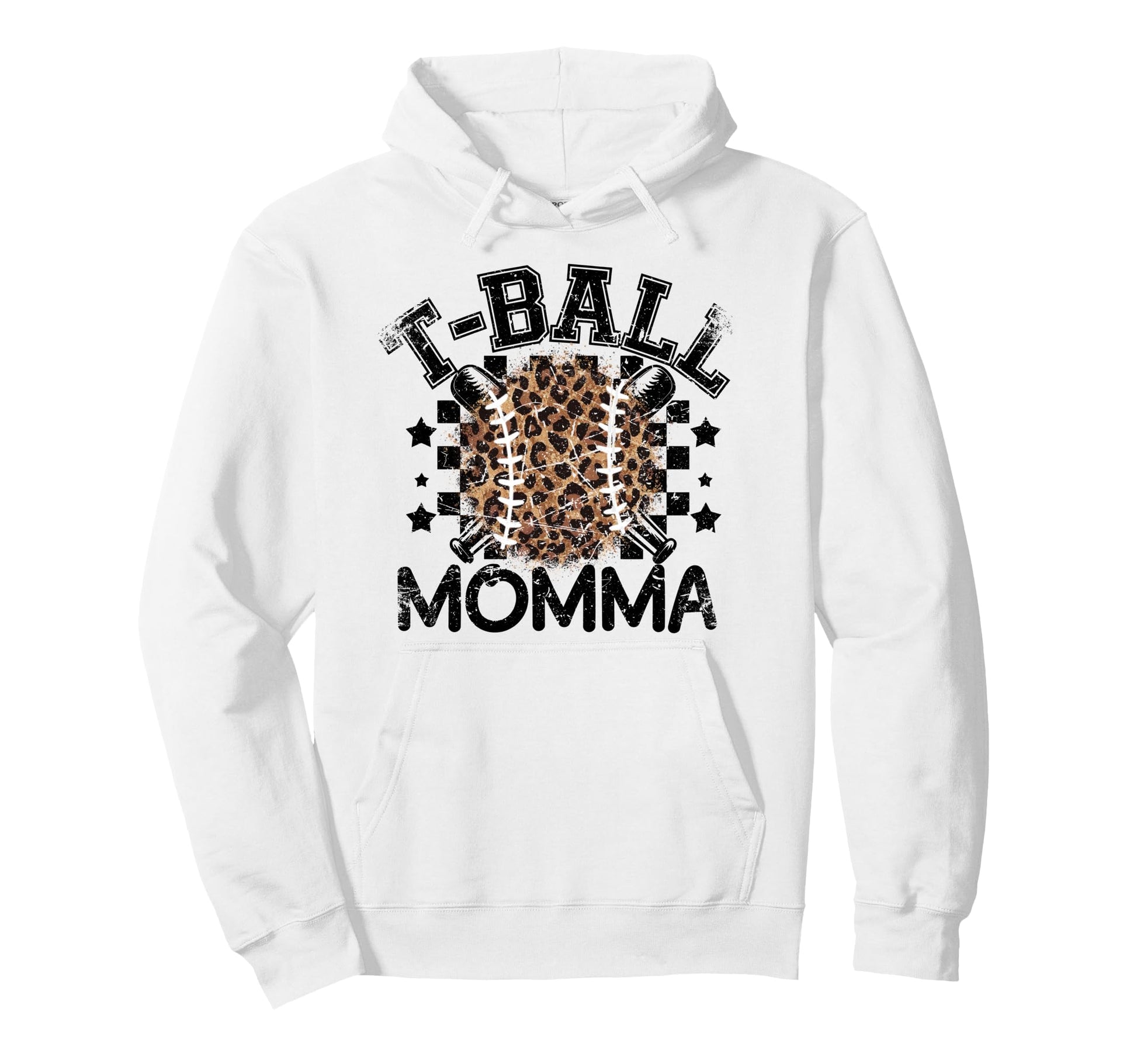 T Ball Teeball Momma Leopard Hoodie - Casual Everyday Wear Men Women - T-Shirt, Sweatshirt, Hoodie