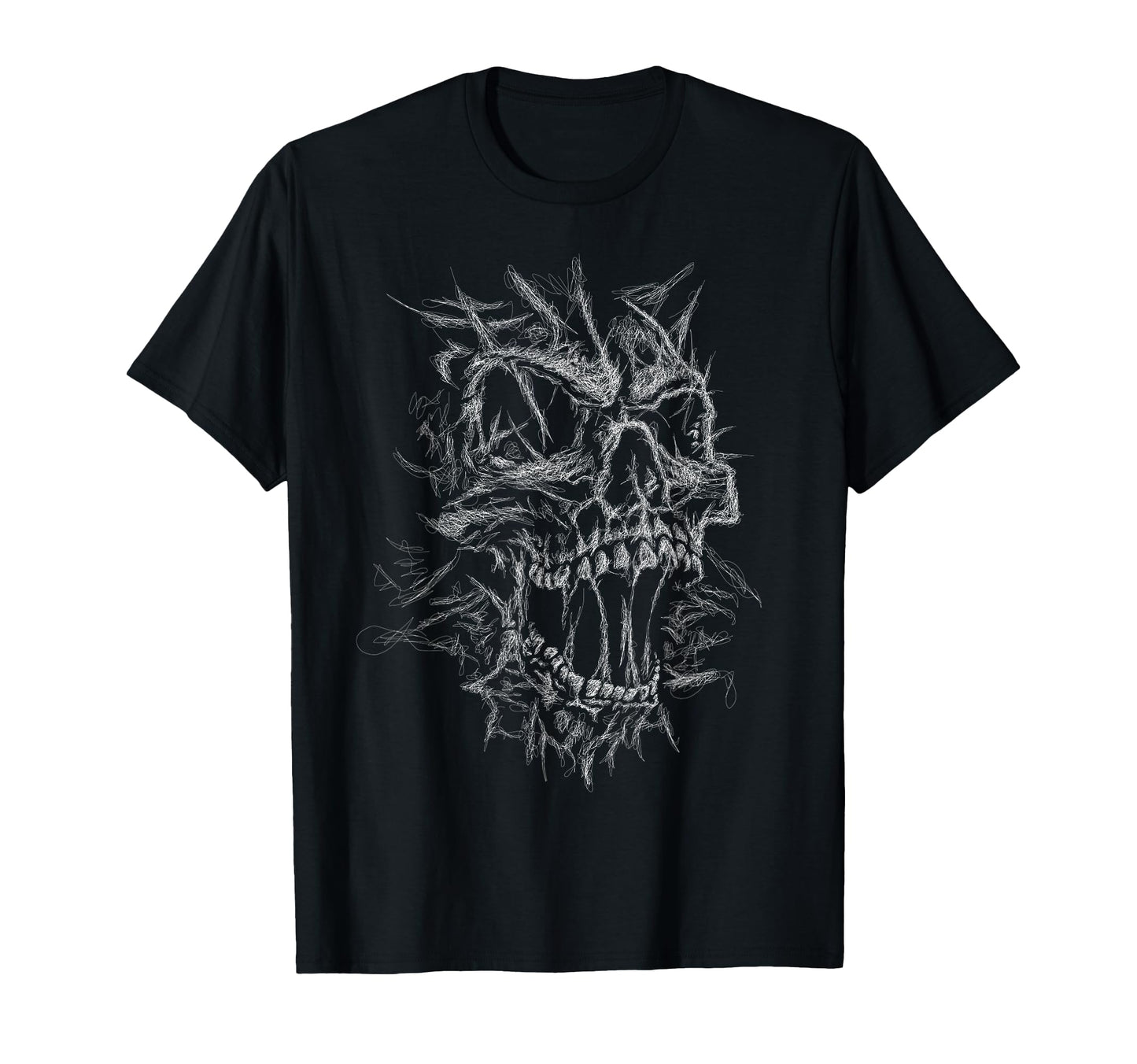 Skull Face Scribble Black Art Head Lover T-Shirt - Novelty Apparel Unisex - T-Shirt, Sweatshirt, Hoodie