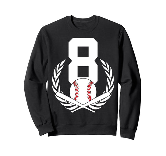 8 Years Number 8 Baseball 8Th Sweatshirt - Fun Novelty Design Men Women - T-Shirt, Sweatshirt, Hoodie
