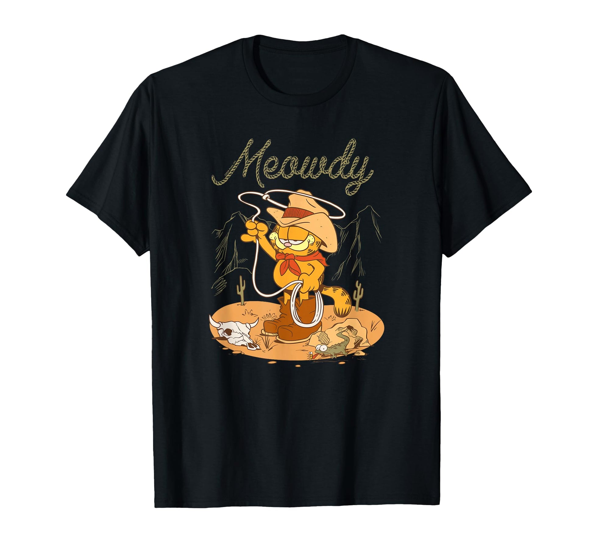 Garfield Meowdy Western Scene Cartoon T-Shirt - Novelty Apparel Men Women - T-Shirt, Sweatshirt, Hoodie
