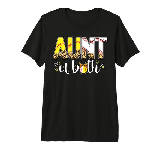 Aunt Both Leopard Baseball Softball T-Shirt - Novelty Apparel for Adults - T-Shirt, Sweatshirt, Hoodie