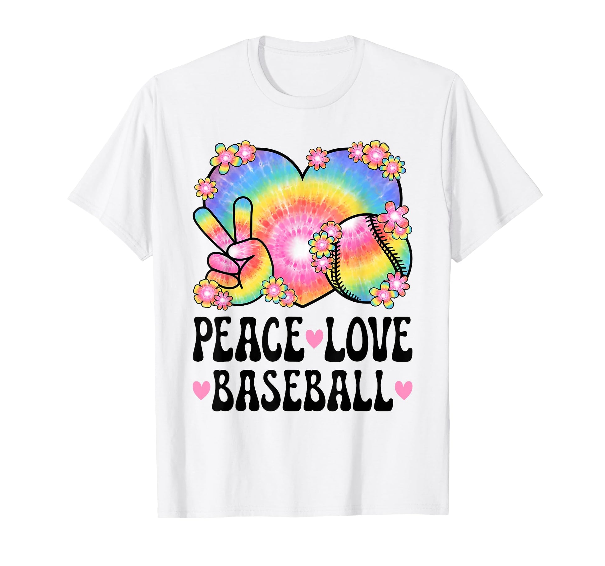 Peace Love Baseball Lover 60S 70S T-Shirt - Custom Art Print for Adults - T-Shirt, Sweatshirt, Hoodie
