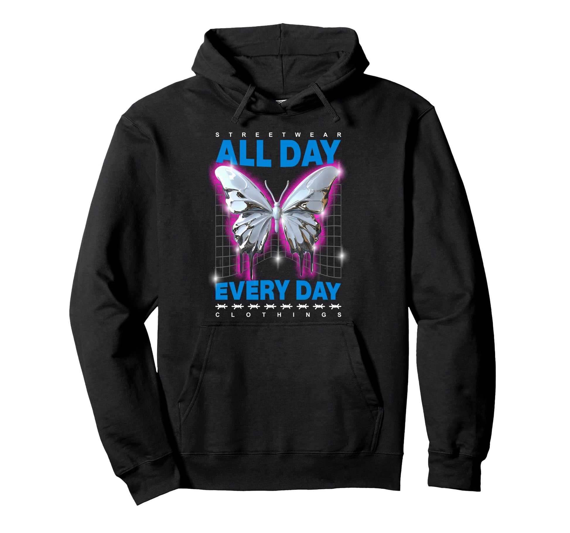 Y2K Butterfly Bold Urban Graffiti Hoodie - Custom Art Print Men Women - T-Shirt, Sweatshirt, Hoodie