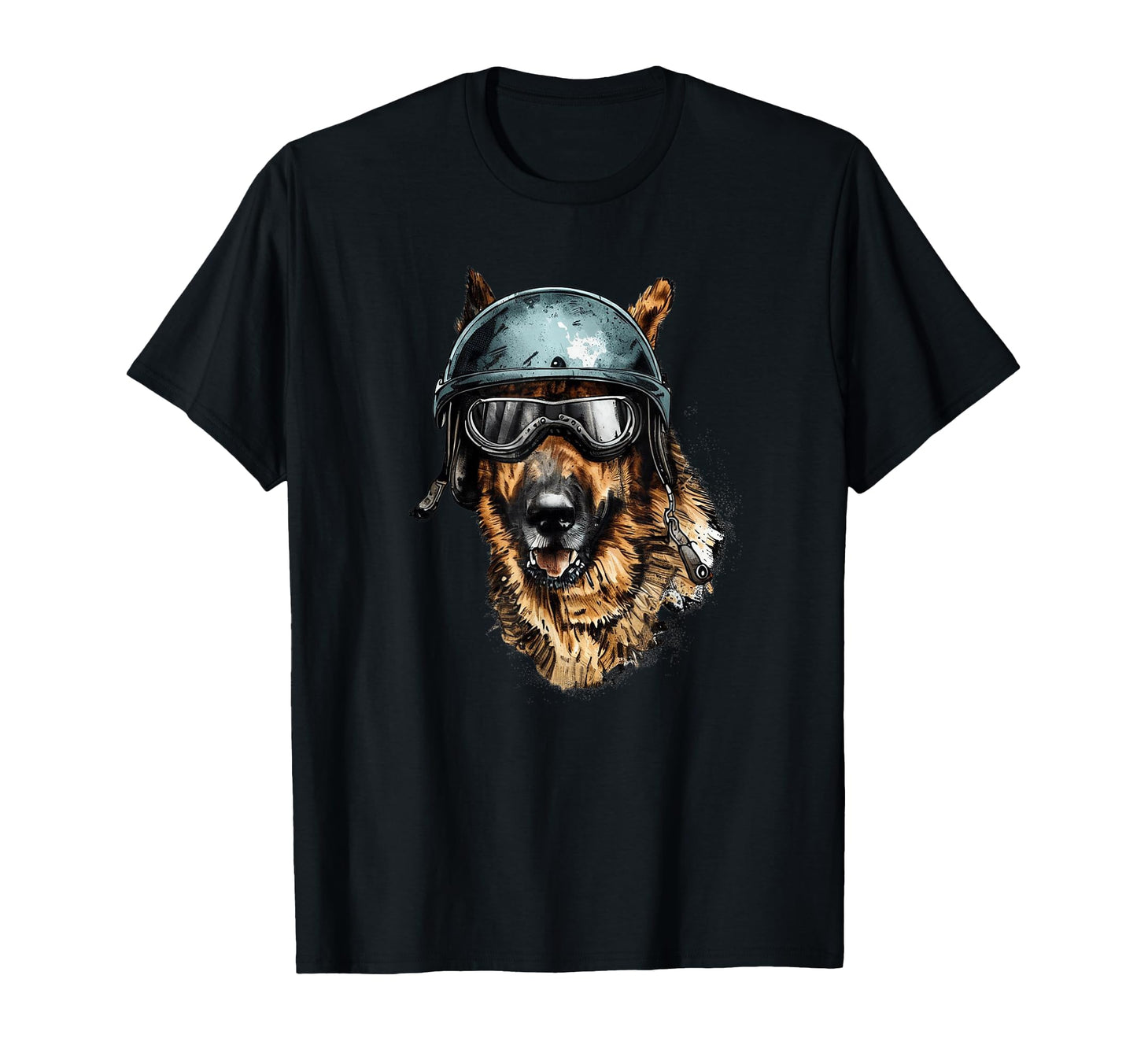 German Shepherd Dog Wearing Motorcycle T-Shirt - Fun Novelty Design Unisex - T-Shirt, Sweatshirt, Hoodie