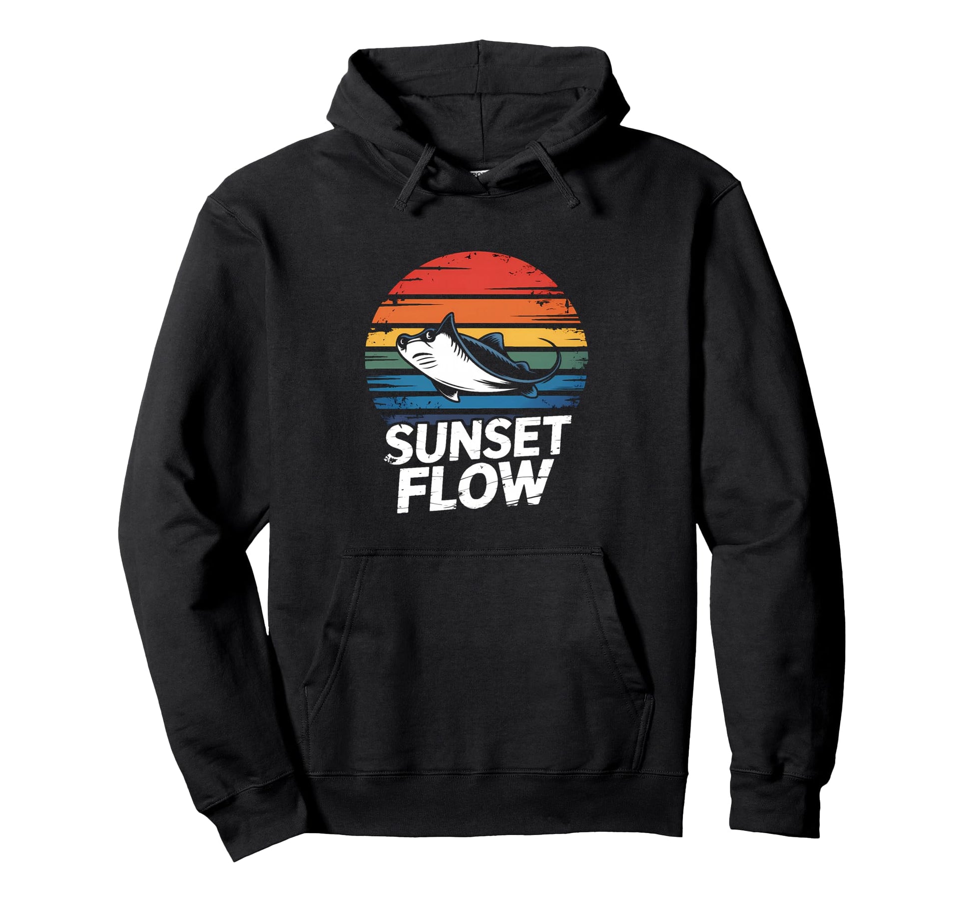 Sunset Flow Stingray Stripes Coastal Hoodie - Trendy Graphic for Adults - T-Shirt, Sweatshirt, Hoodie