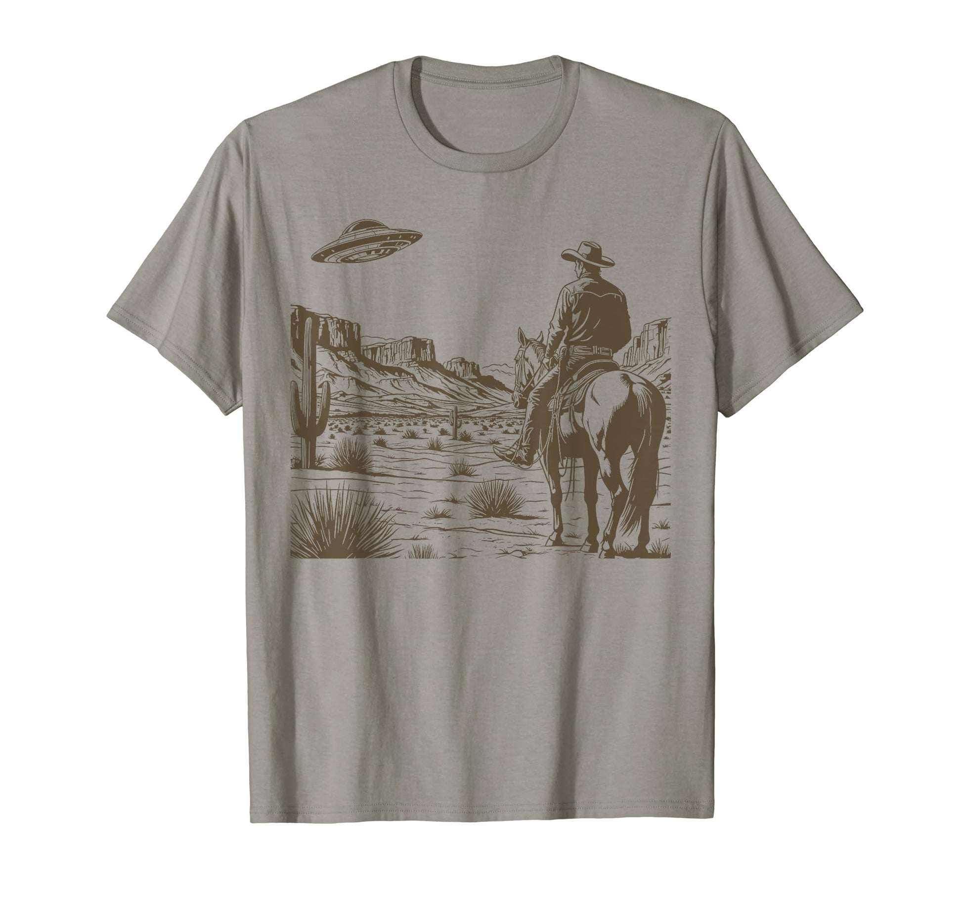 Ufo Western Cowboy Wild West T-Shirt - Aesthetic Graphic Unisex - T-Shirt, Sweatshirt, Hoodie