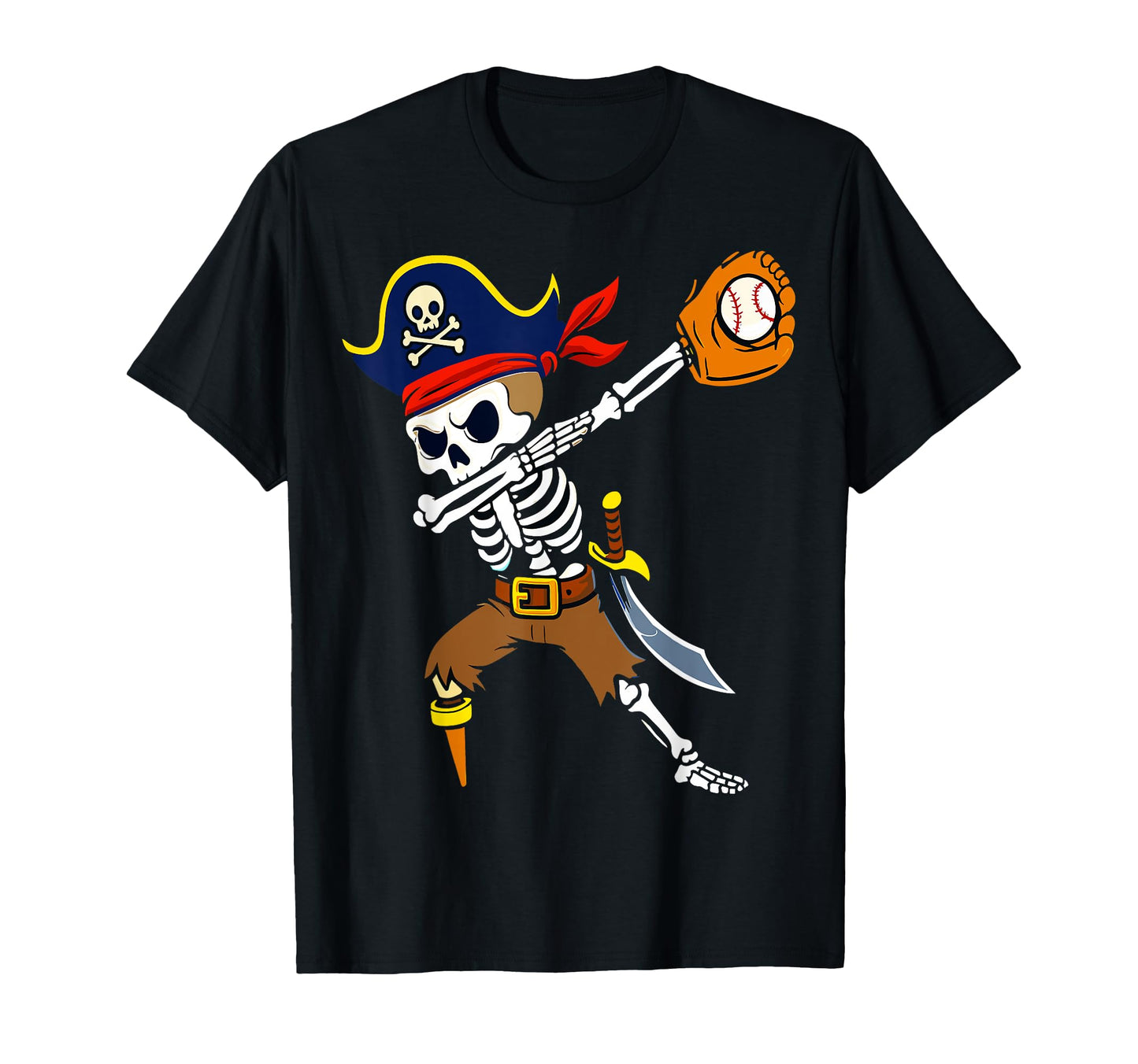 Dabbing Pirate Skeleton Baseball Funny T-Shirt - Trendy Graphic Unisex - T-Shirt, Sweatshirt, Hoodie