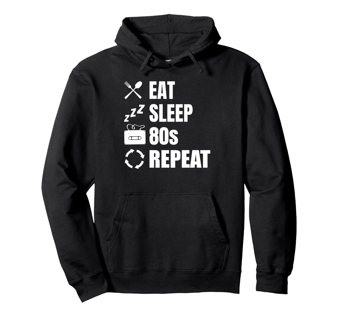 Eat Sleep 80S Repeat Lover Synthwave Hoodie - Trendy Graphic for Adults - T-Shirt, Sweatshirt, Hoodie