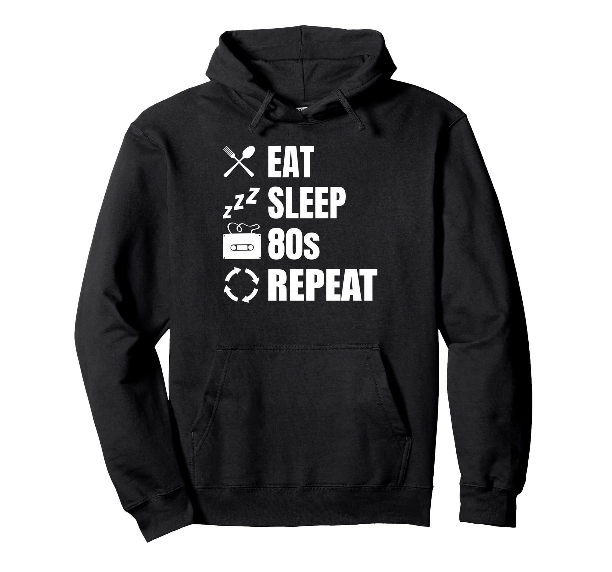 Eat Sleep 80S Repeat Lover Synthwave Hoodie - Trendy Graphic for Adults - T-Shirt, Sweatshirt, Hoodie