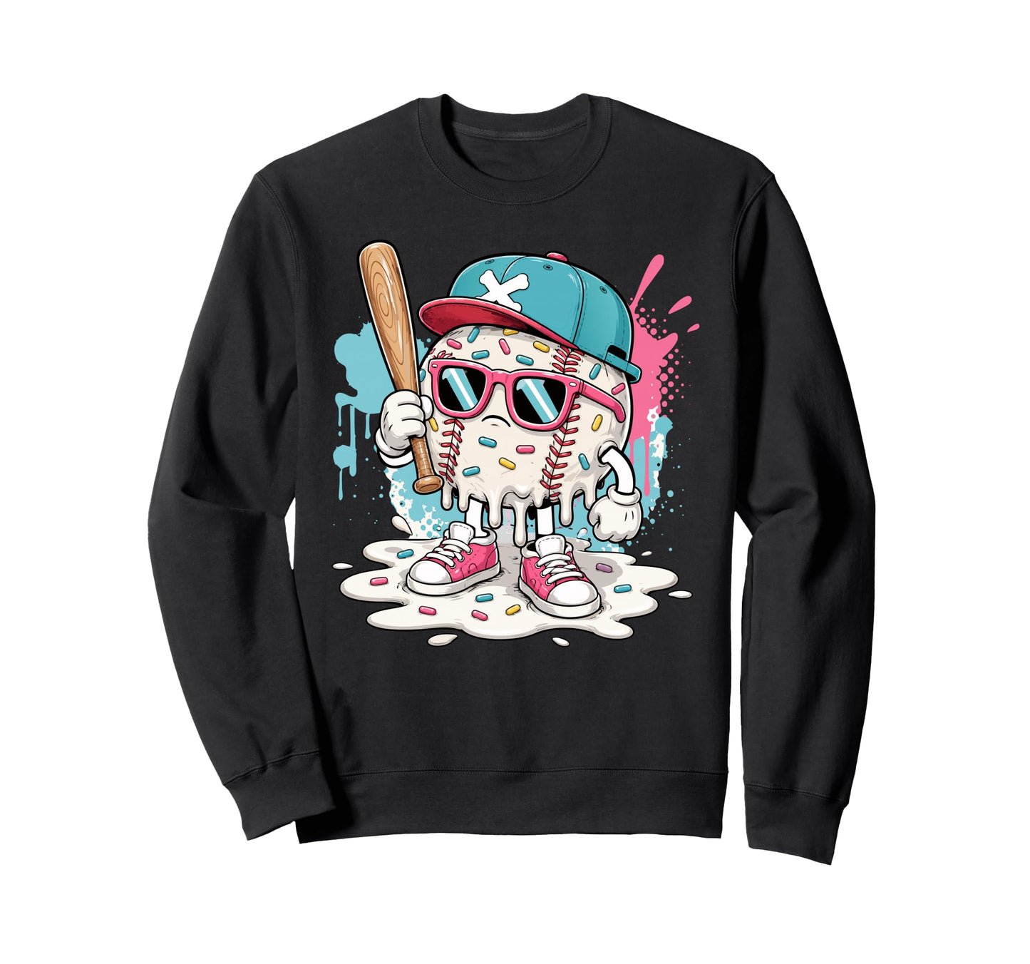 Baseball Sprinkles Lover Ice Cream Sweatshirt - Graphic Print for Adults - T-Shirt, Sweatshirt, Hoodie