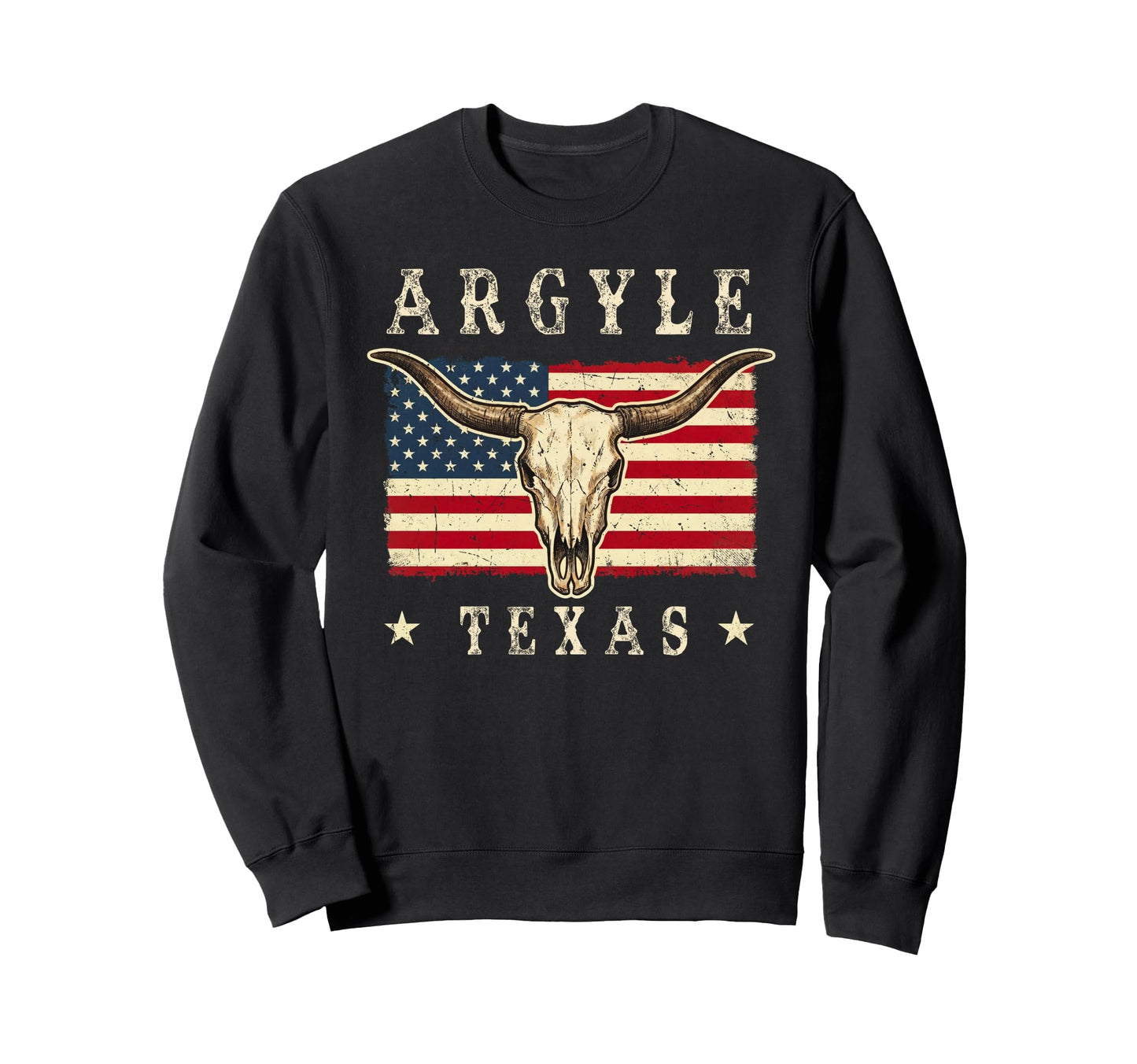 Argyle Texas Western Patriotic Skull Sweatshirt - Graphic Print Men Women - T-Shirt, Sweatshirt, Hoodie
