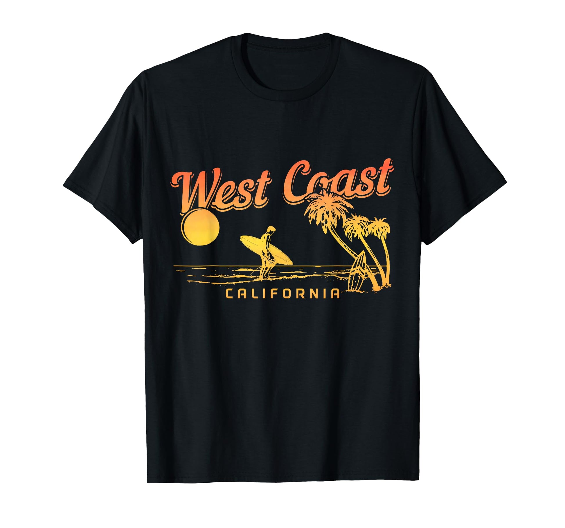 West Coast California Beach Surfing T-Shirt - Custom Art Print Unisex - T-Shirt, Sweatshirt, Hoodie