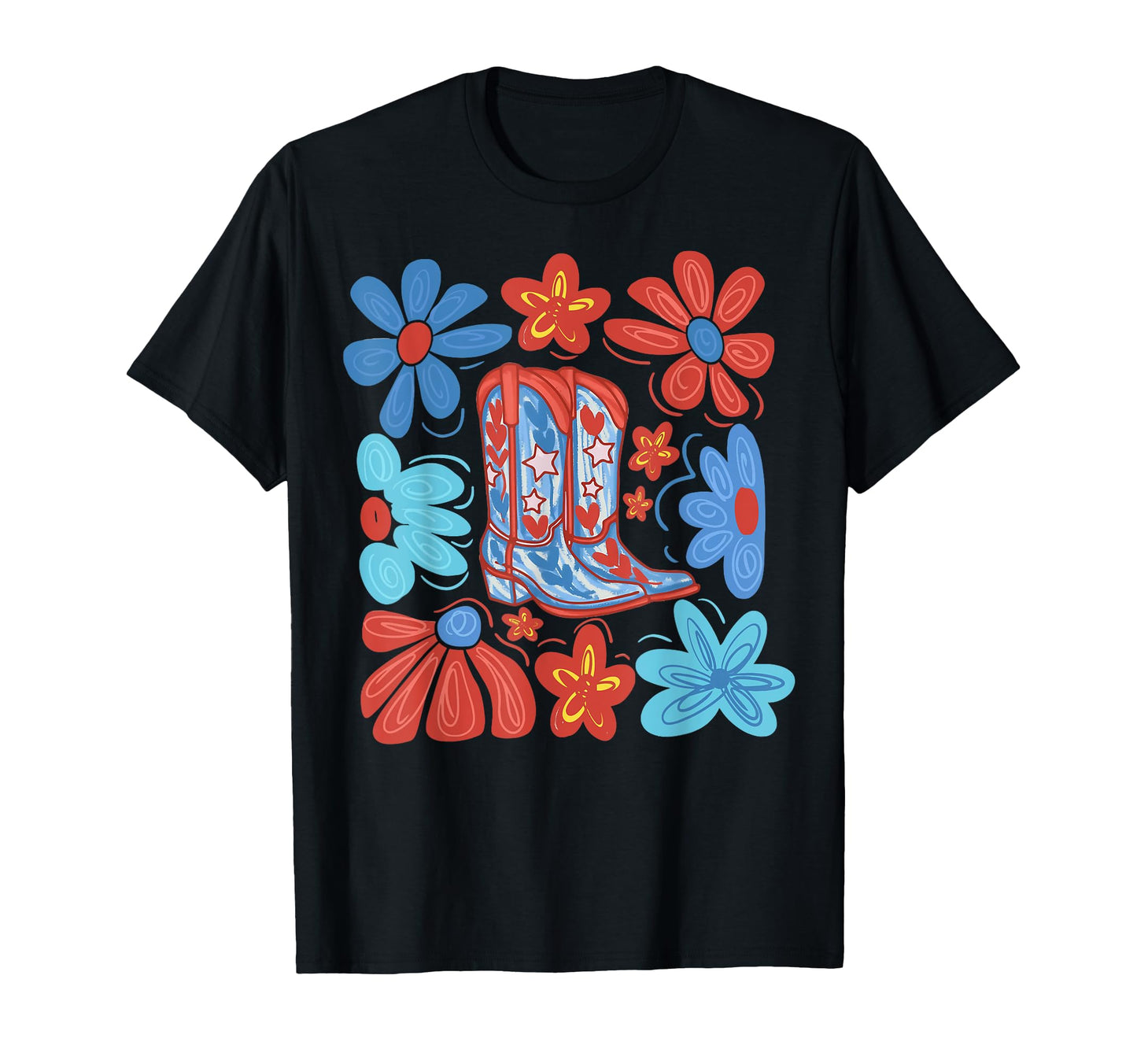 Cowgirl Boots Western Patriotic Fourth T-Shirt - Unique Graphic Men Women - T-Shirt, Sweatshirt, Hoodie