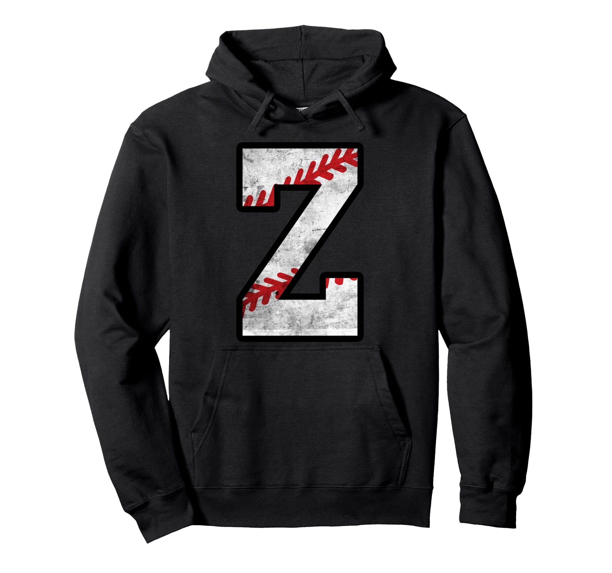 Distressed Baseball Letter Z Hoodie - Minimalist Print Men Women - T-Shirt, Sweatshirt, Hoodie