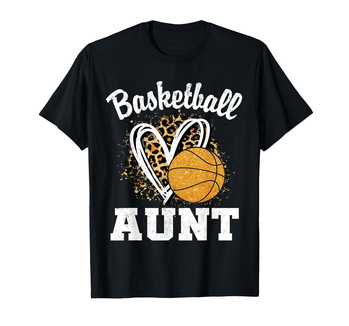Leopard Heart Basketball Auntie Sweatshirt - Minimalist Print Unisex - T-Shirt, Sweatshirt, Hoodie