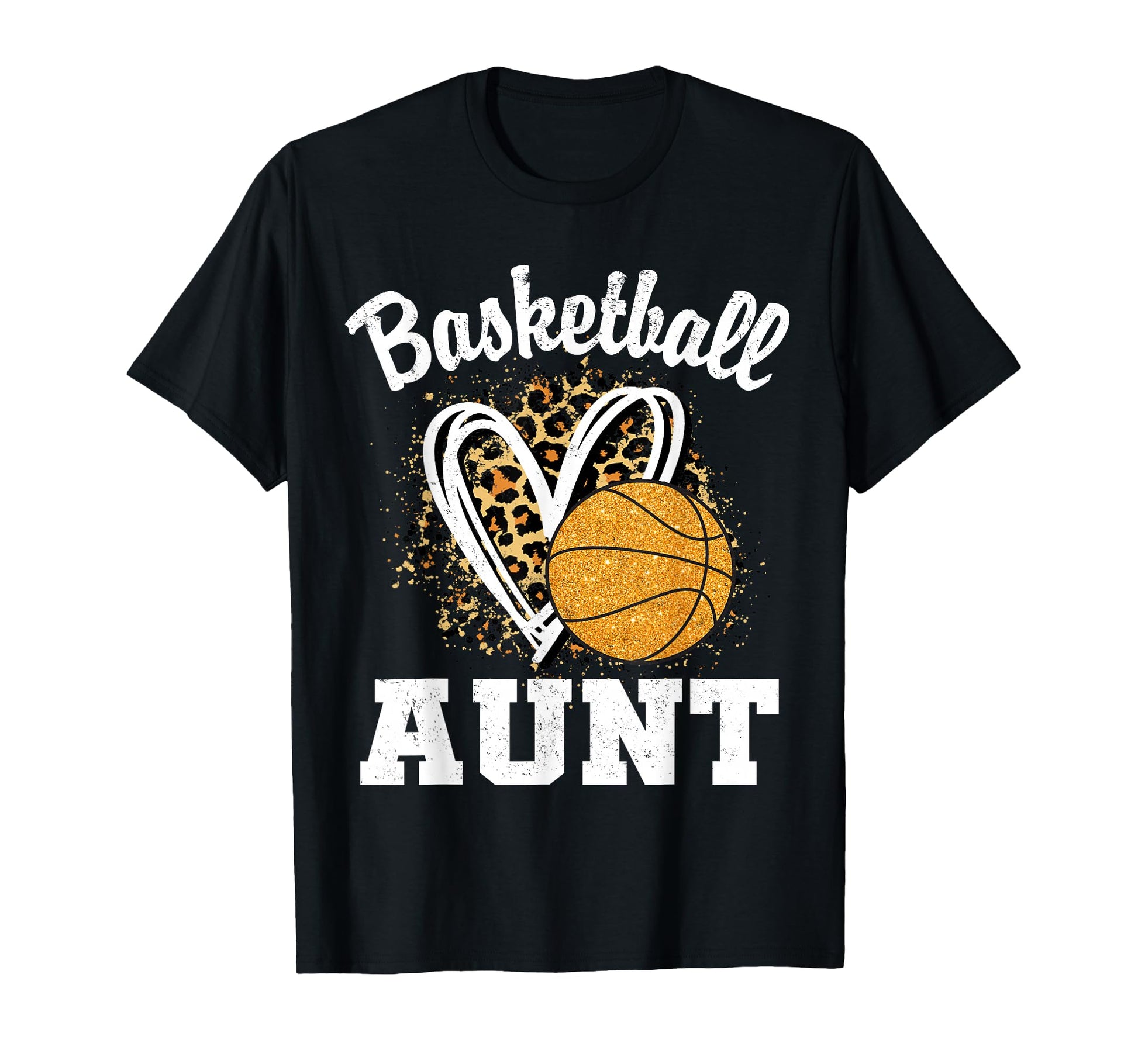 Leopard Heart Basketball Auntie Sweatshirt - Minimalist Print Unisex - T-Shirt, Sweatshirt, Hoodie