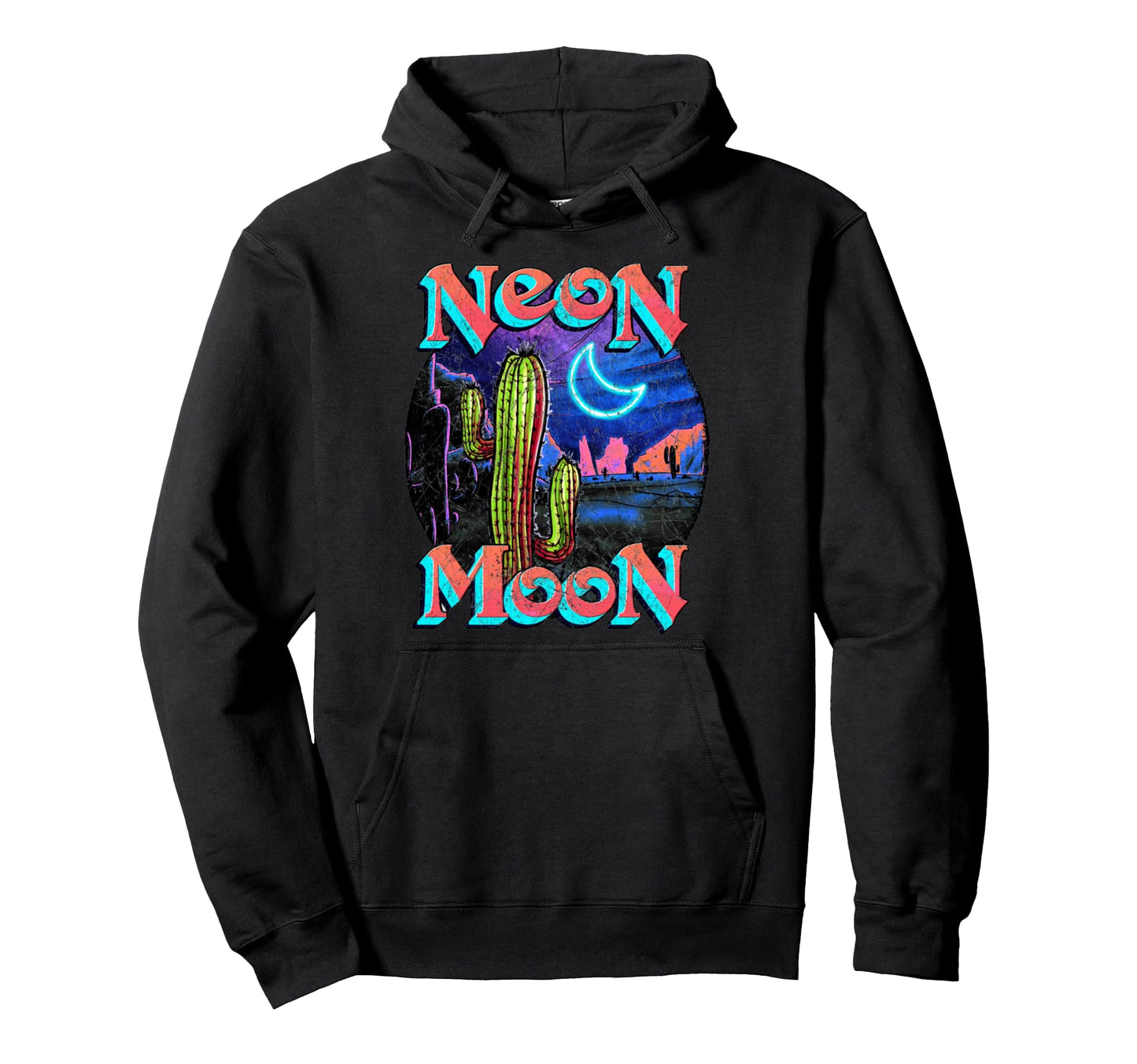 Neon Moon Western Hoodie - Minimalist Print for Adults - T-Shirt, Sweatshirt, Hoodie