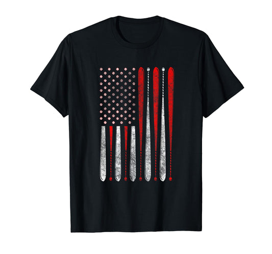 Baseball American Flag Baseball T-Shirt - Graphic Print for Adults - T-Shirt, Sweatshirt, Hoodie