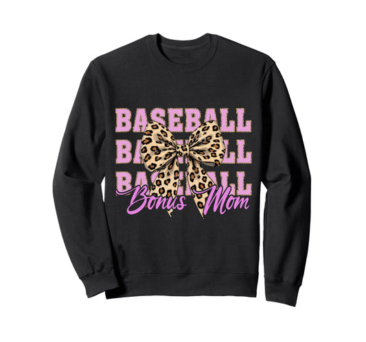 Baseball Bonus Mom Coquette Bow Sweatshirt - Graphic Print Men Women - T-Shirt, Sweatshirt, Hoodie