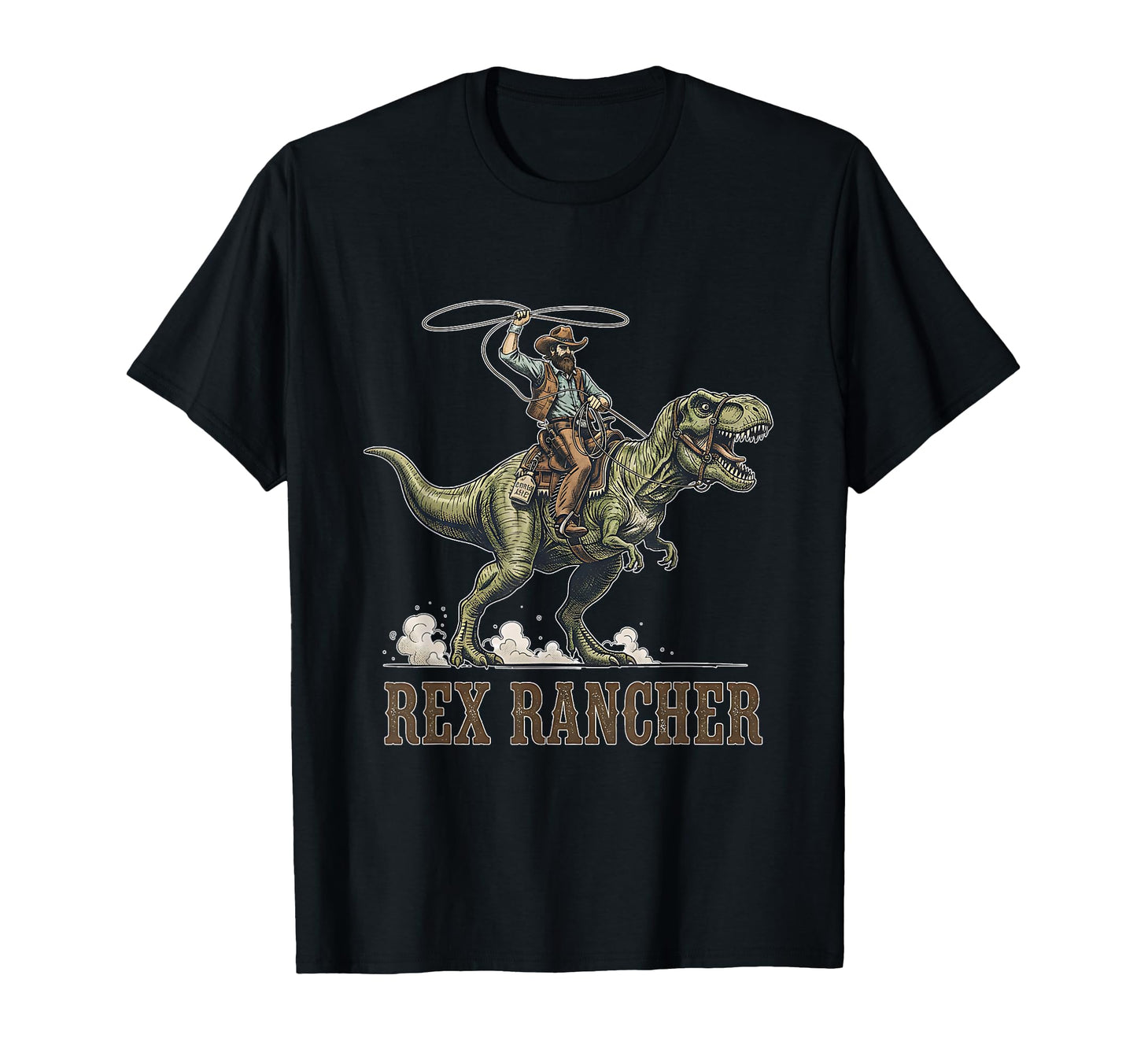 Cowboy Dinosaur Rider T Rex Rancher T-Shirt - Graphic Print for Adults - T-Shirt, Sweatshirt, Hoodie