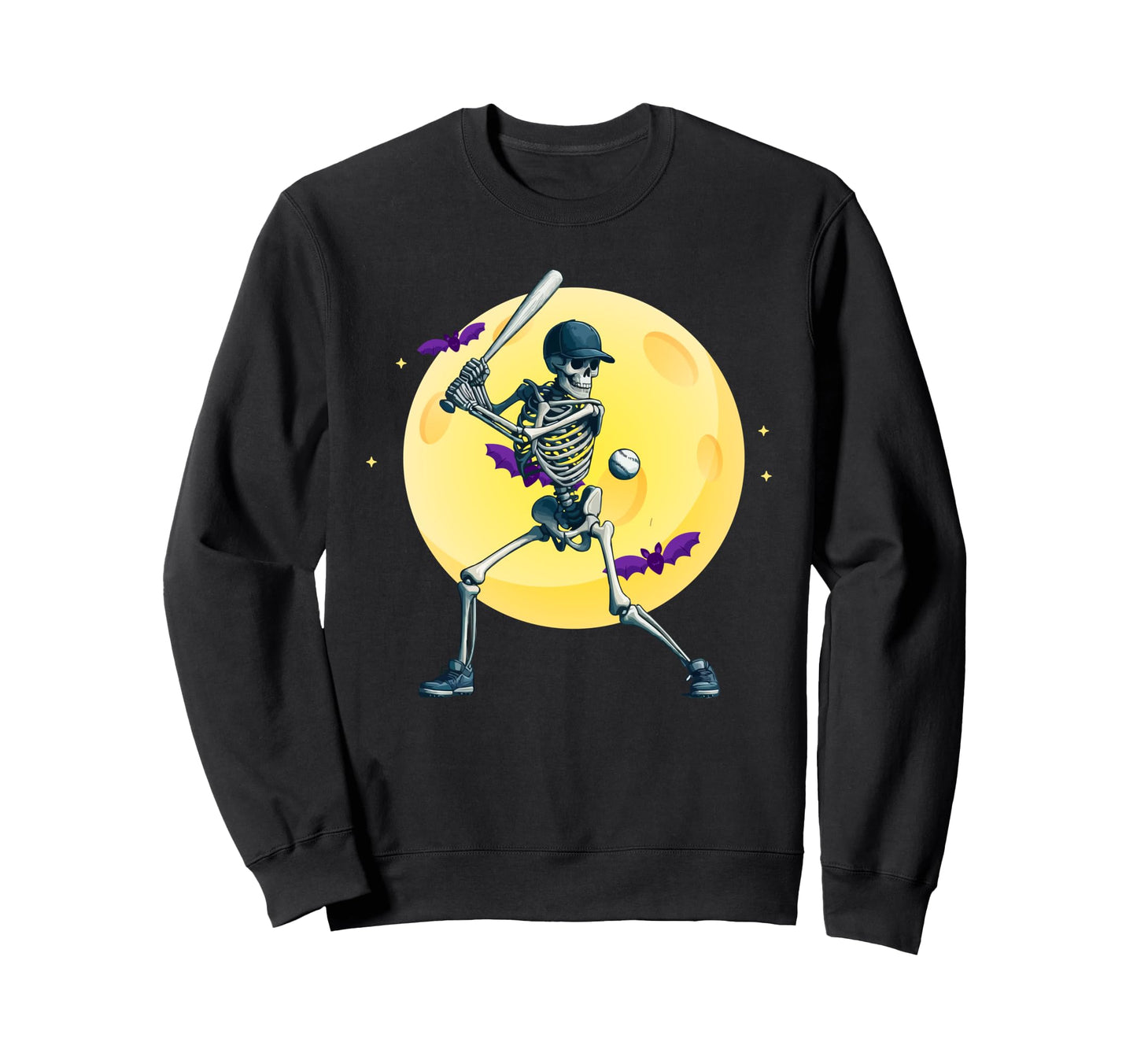 Funny Skeleton Baseball Player Sweatshirt - Graphic Print for Adults - T-Shirt, Sweatshirt, Hoodie