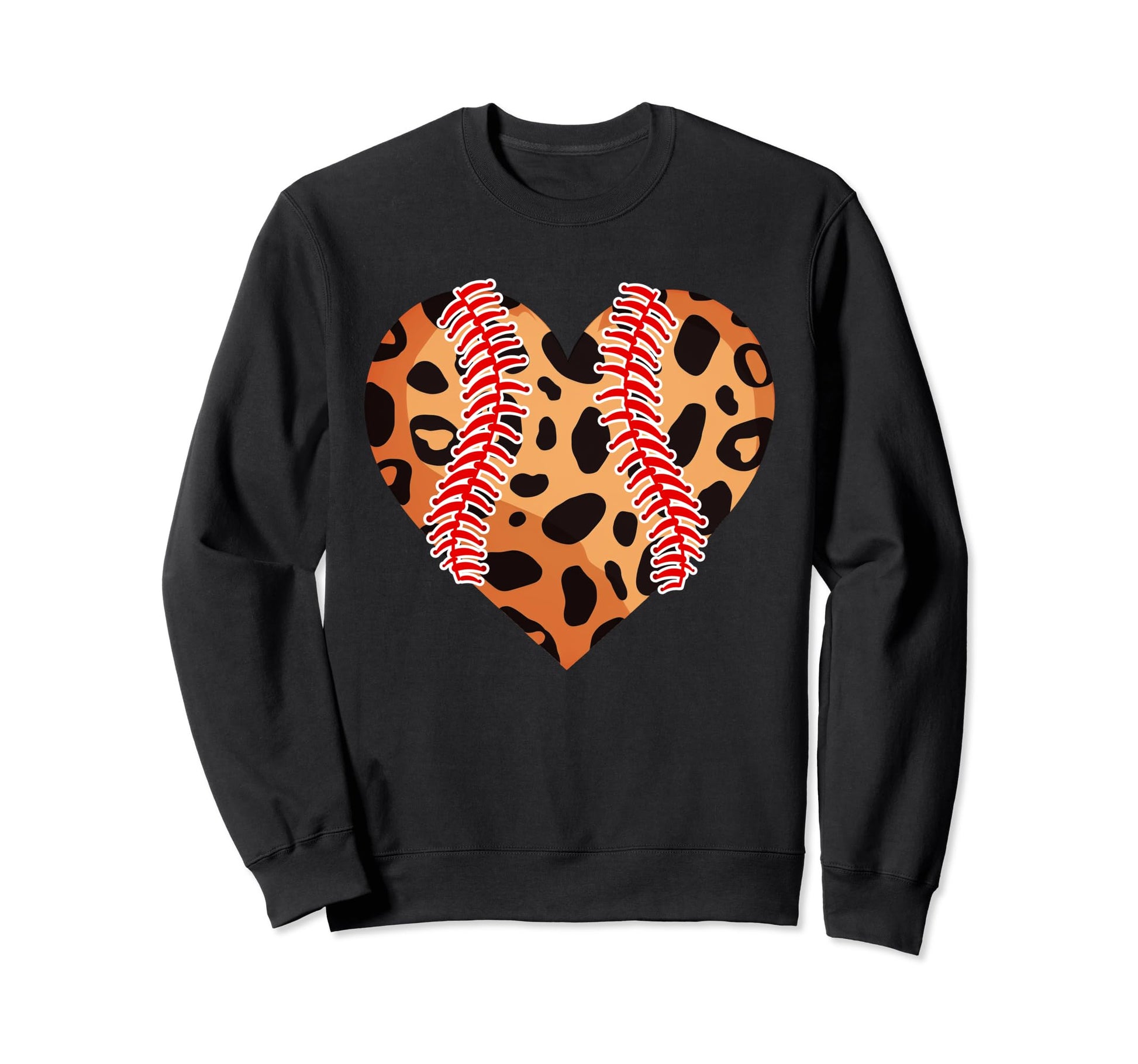 Baseball Leopard Heart Valentine Sweatshirt - Fun Novelty Design Unisex - T-Shirt, Sweatshirt, Hoodie