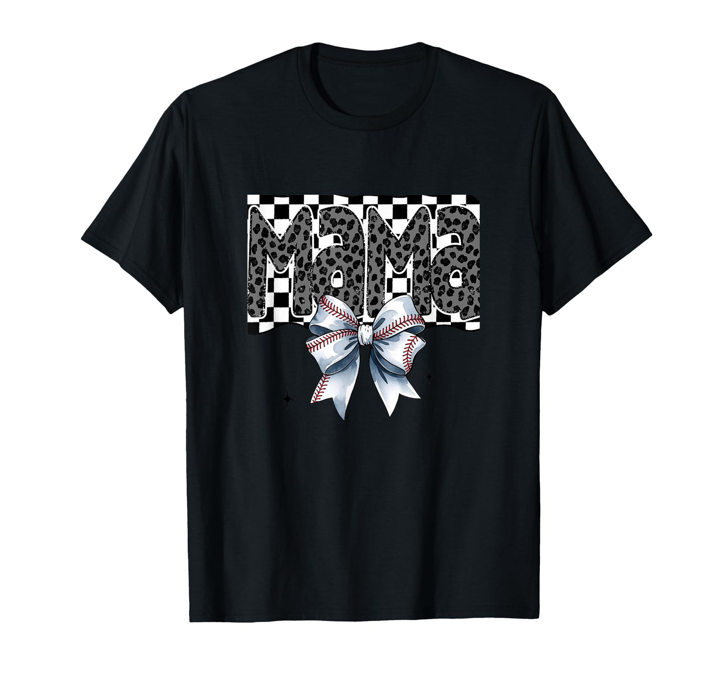Baseball Mama Coquette Checkered T-Shirt - Unique Graphic for Adults - T-Shirt, Sweatshirt, Hoodie