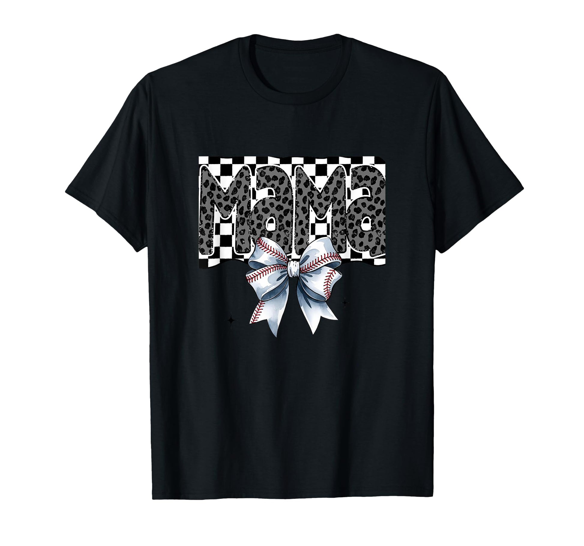 Baseball Mama Coquette Checkered T-Shirt - Unique Graphic for Adults - T-Shirt, Sweatshirt, Hoodie
