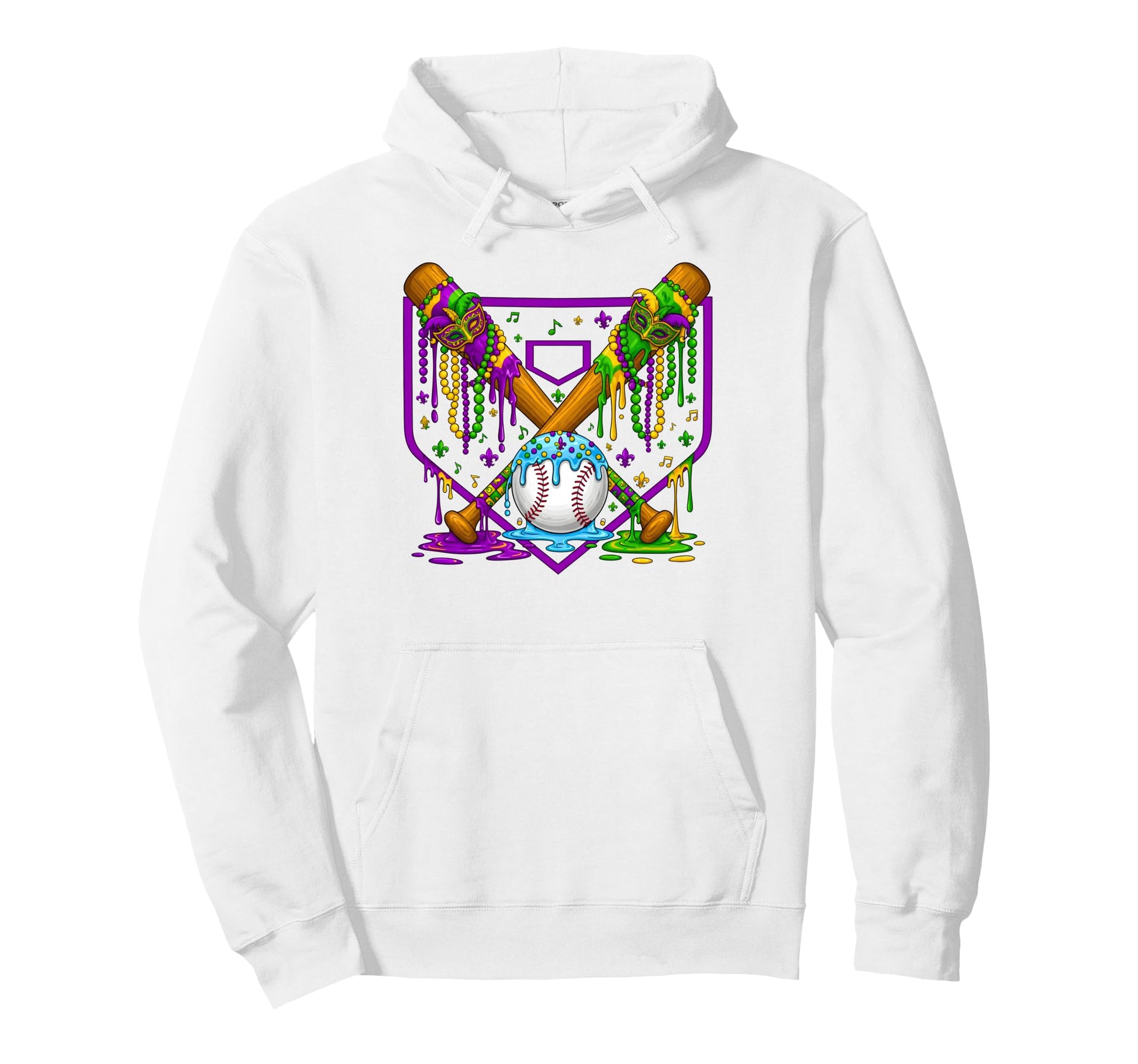 Mardi Gras Baseball Party Masks Fun Hoodie - Fun Novelty Design for Adults - T-Shirt, Sweatshirt, Hoodie