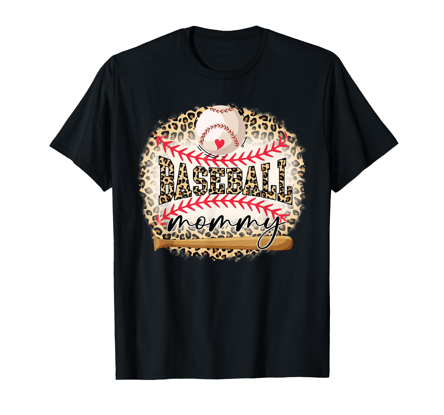 Baseball Mommy Funny Leopard Baseball Sport T-Shirt - Graphic Print Unisex - T-Shirt, Sweatshirt, Hoodie