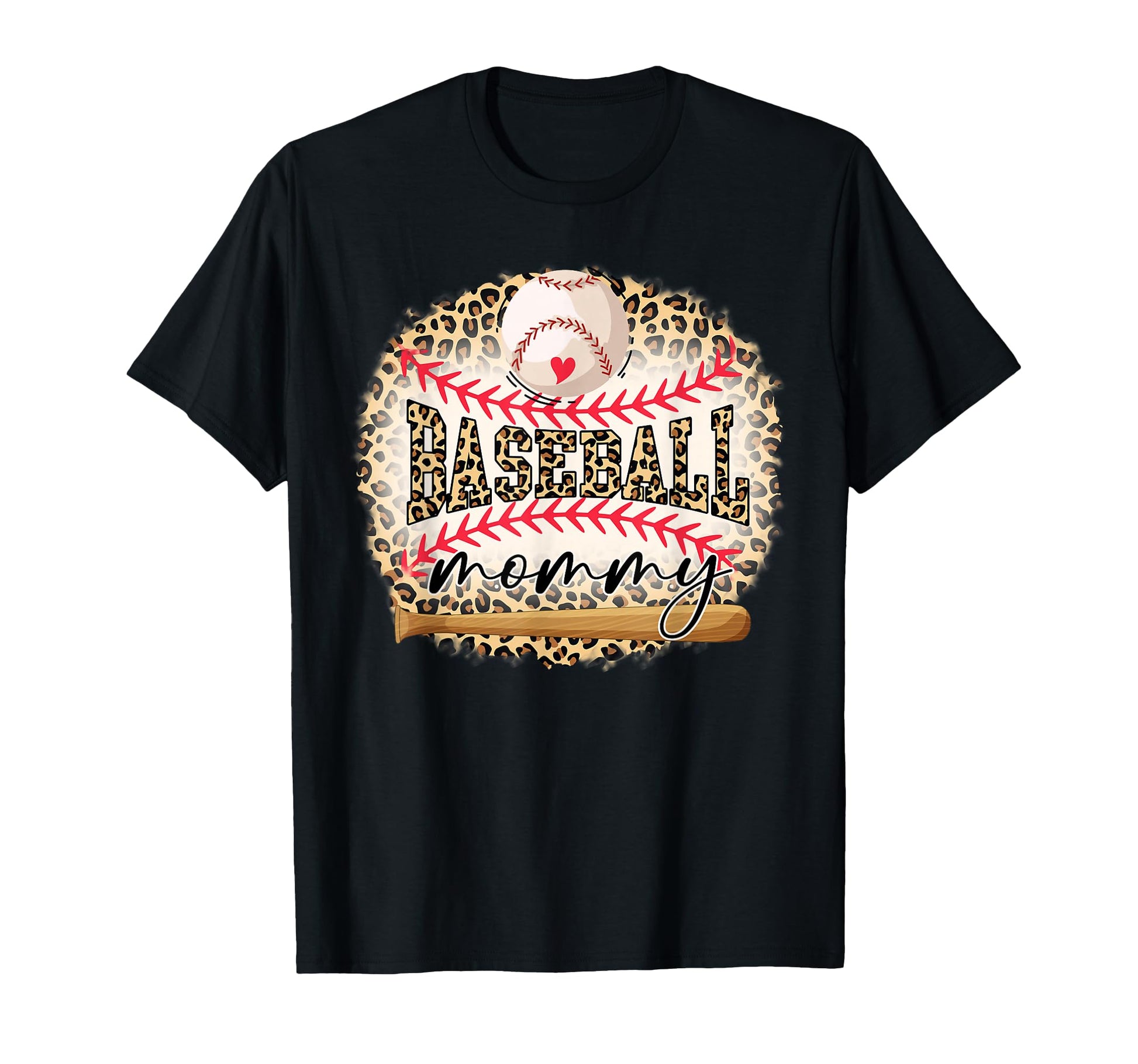 Baseball Mommy Funny Leopard Baseball Sport T-Shirt - Graphic Print Unisex - T-Shirt, Sweatshirt, Hoodie
