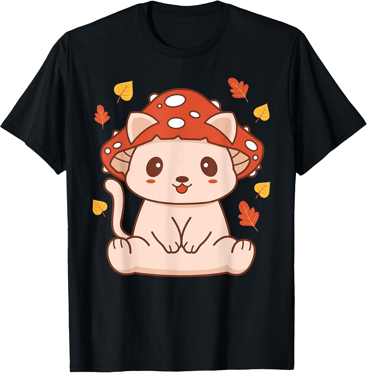 Cute Kawaii Toadstool Mushroom Cat - Adult & Kids T-Shirts, Sweatshirts & Hoodies apparel design preview 1